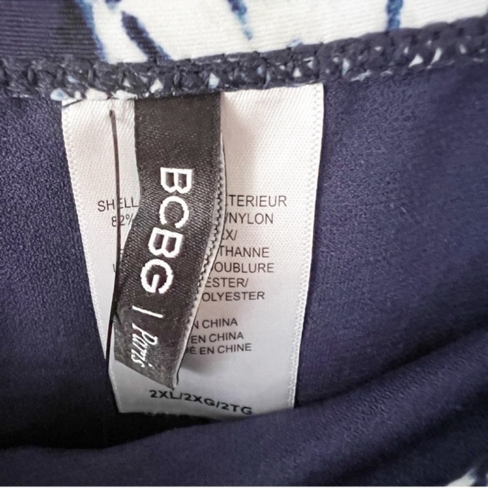 BCBG Paris Blue Tie Dye Floral Adjustable Cinched Side Swim Bottom Sz XXL NEW - Picture 3 of 9